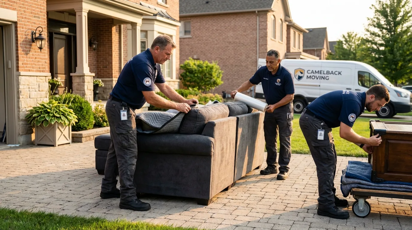 Large estate moving crew wrapping furniture in Canisteo, NY
