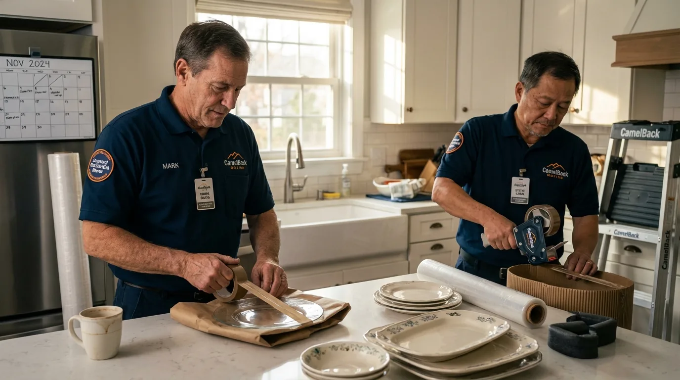 Professional crew packing kitchen dishware in Canisteo, NY